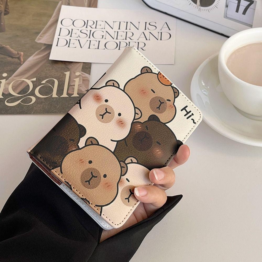 Bubble Passport Bag, Multi-function Ultra-thin Capybara Passport Holder, Portable Cartoon PU Leather Credit Card Wallet Travel Accessories