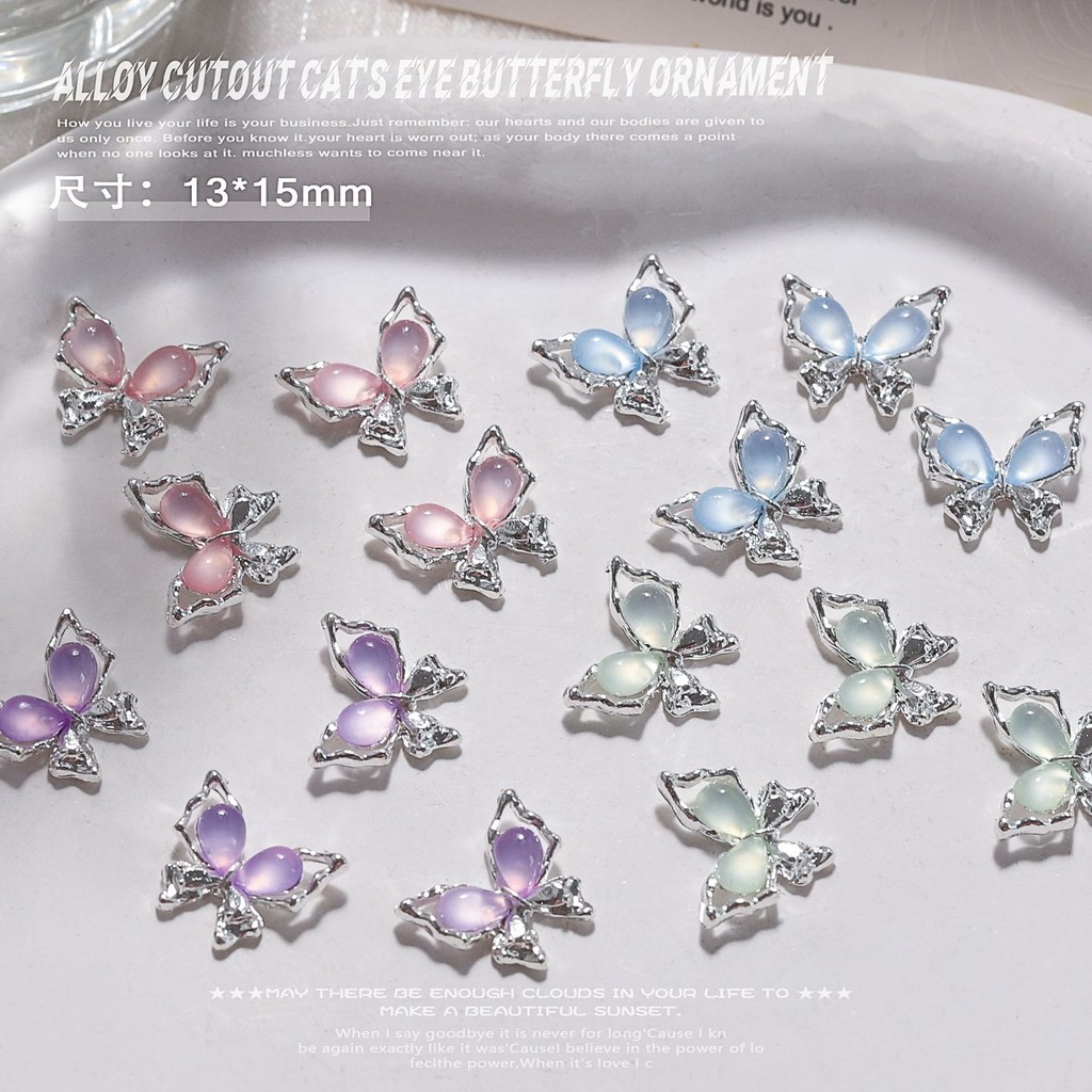 สติ๊กเกอร์ติดเล็บตกแต่งเล็บ Rhinestone ผีเสื้อเพชรแมว Eye Alloy 10 ชิ้น/20 ชิ้น KOUDAN - รูปที่ 2