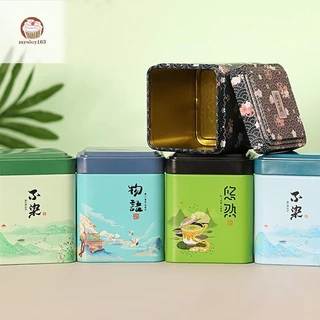 Myoloy Square Tinplate กล่องเก็บปิดผนึกชาแคดดี้ขวดกาแฟขนาดเล็กใบชาคอนเทนเนอร์กระป๋องเครื่องเทศขนาดเล็กกล่องเก็บ TH