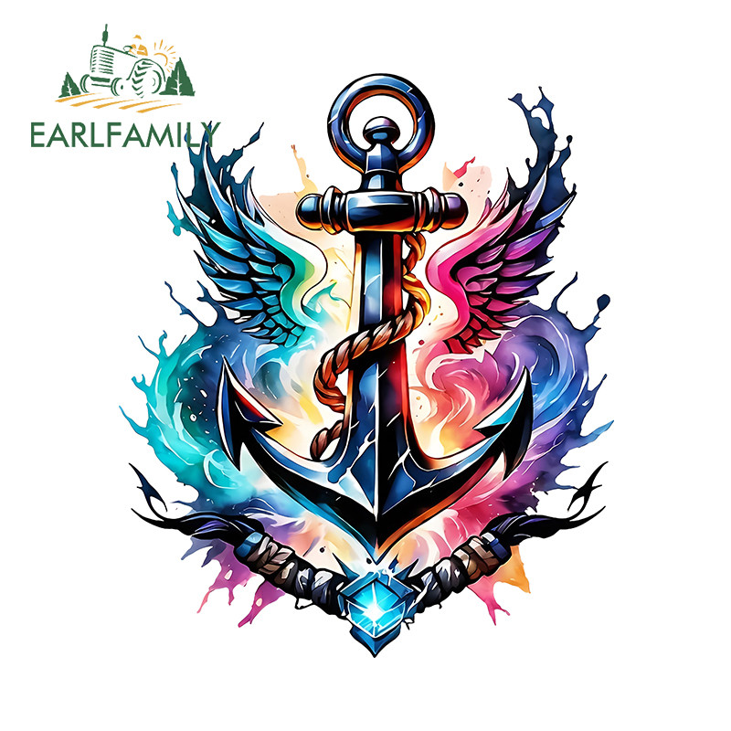 EARLFAMILY เรือ Anchor สติกเกอร์รถรถจักรยานยนต์ Windows กล่องเครื่องมือ Cool ไวนิล Decal Scratch-Proof รถอุปกรณ์เสริม