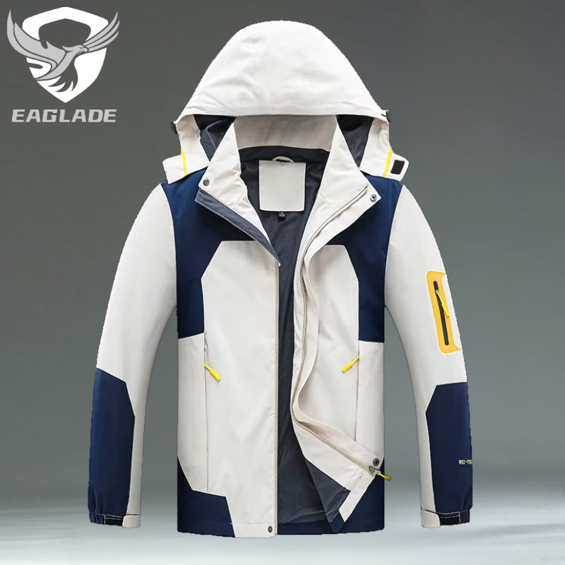 Eaglade เสื้อแจ็คเก็ตขี่มอเตอร์ไซค์ Bomber Rider เสื้อกันลมกันน้ําสําหรับผู้ชายกันรอยขีดข่วน 552 สีเบจ E05