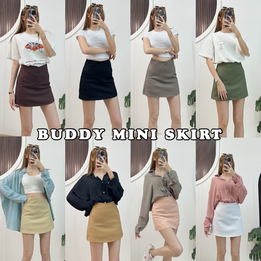 AMP🧡 ส่งจากไทย BUDDY JEANS SKIRT กระโปรงสั้นผ้ายีนส์ มีซับในเป็นกางเกง