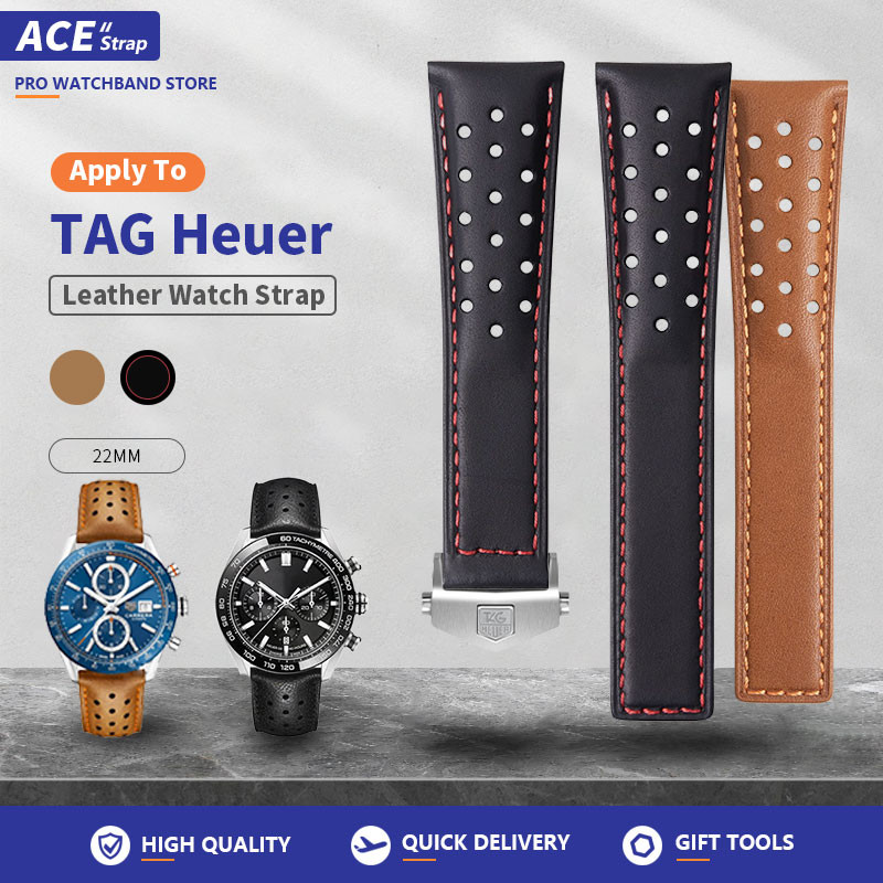 เหมาะสำหรับนาฬิกา TAG HEUER หนังแว็กซ์น้ำมัน สายหนังระบายอากาศได้ 22mm เหมาะสำหรับ Autavia 6 CARRERA FORMULA 1 F1 AQUARACER