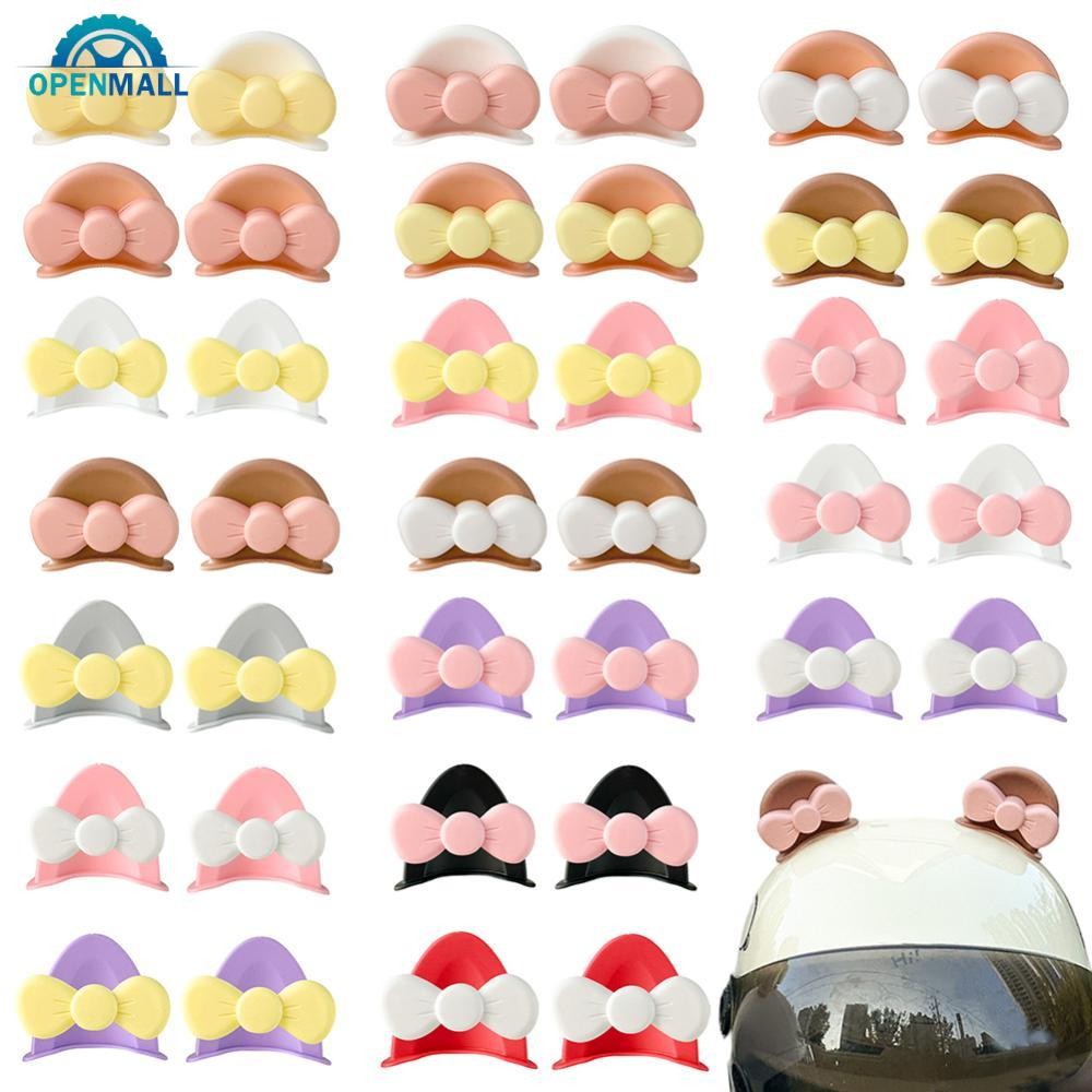 OPP 2 ชิ้นน่ารักหมวกกันน็อครถจักรยานยนต์หมีs Ears พร้อมโบว์วิบากหมวกกันน็อคจักรยานไฟฟ้าและพวงมาลัยรถยนต์พวงมาลัย Decroation อุปกรณ์เสริมขับรถจัดแต่งทรงผม