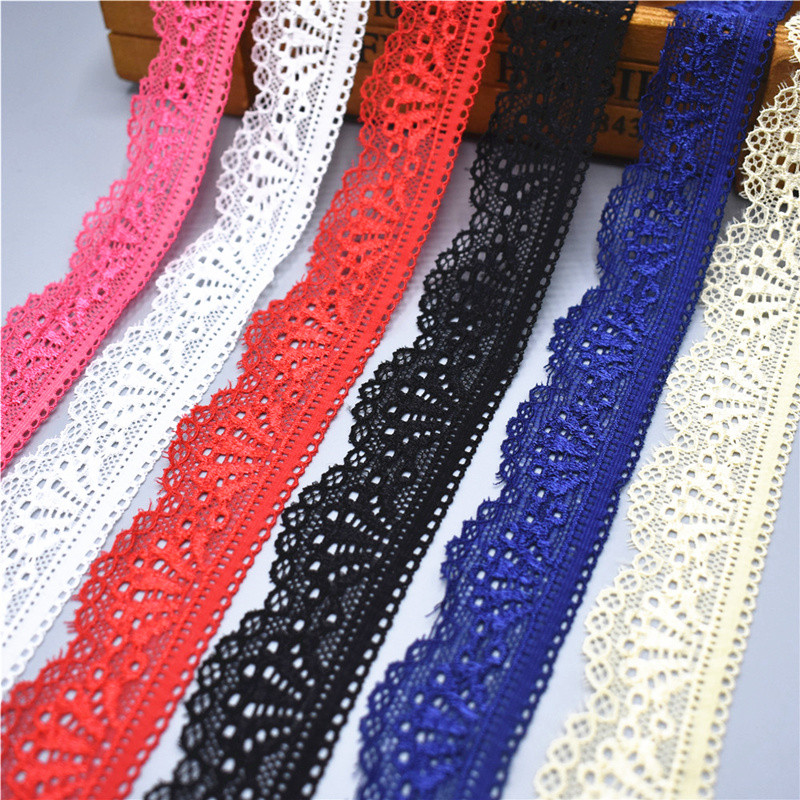 10หลายืดยืดหยุ่นลูกไม้ริบบิ้น30มิลลิเมตรกว้างลูกไม้สีขาวปักผ้าฝ้ายความยืดหยุ่นลูกไม้ตัดตัดเสื้อผ้าชุดชั้นในสําหรับเย็บผ้าสําหรับตัดเย็บเสื้อผ้าชุด เข็ม
