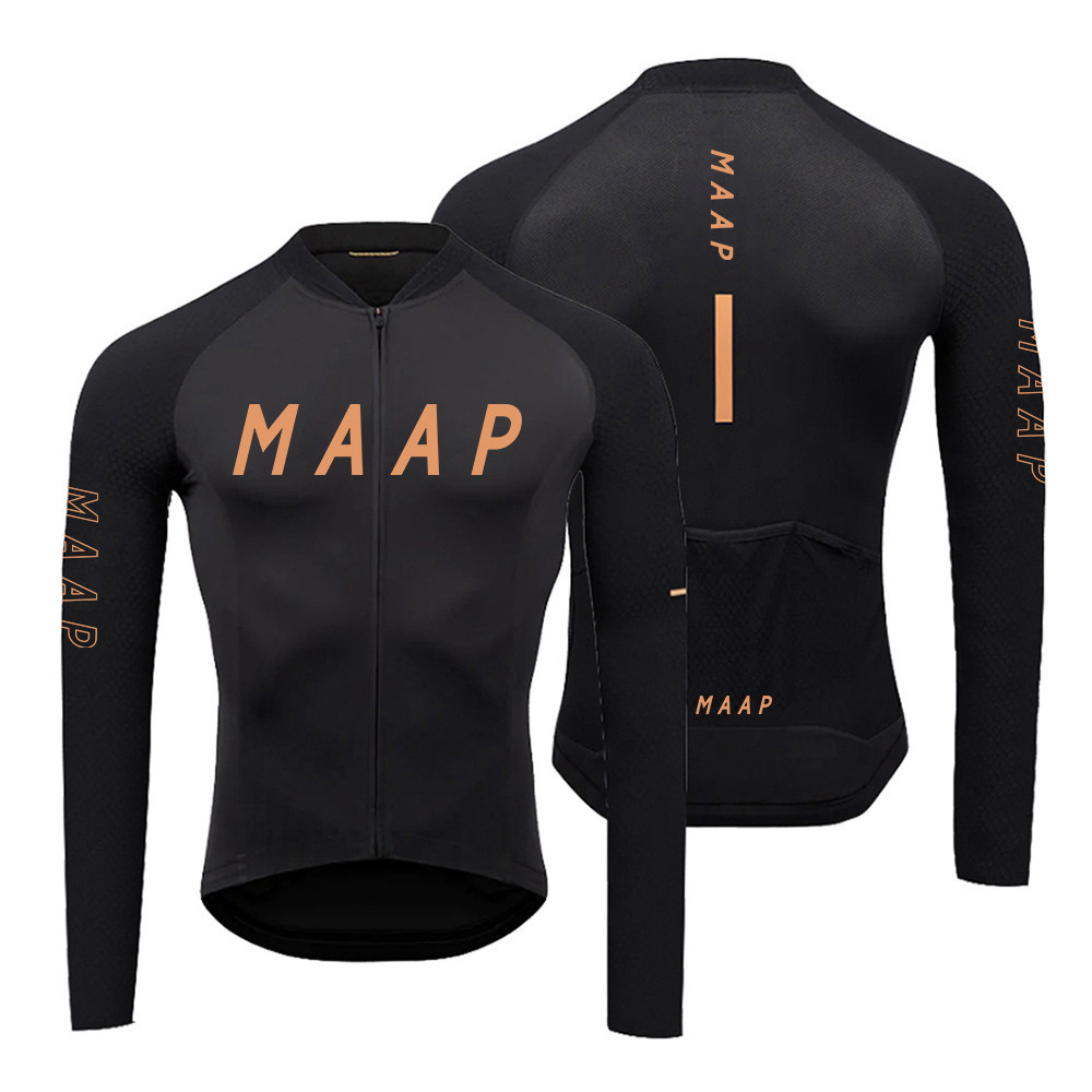Maap เสื้อเจอร์ซีย์นักปั่นผู้ชายแขนยาวระบายอากาศเสื้อผ้าจักรยานป้องกันแสงแดดจักรยานเสือหมอบ MTB เสื้อฤดูใบไม้ผลิฤดูใบไม้ร่วง