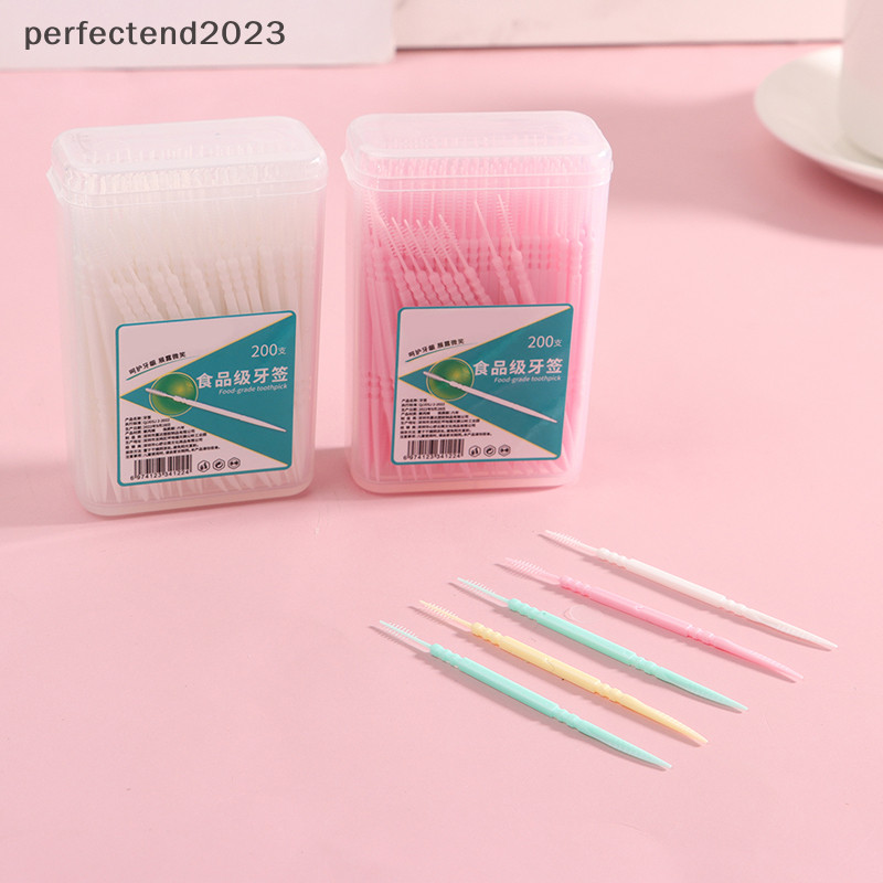 [perfectend] ไหมขัดฟัน ไม้จิ้มฟัน แบบสองหัว พลาสติกนิ่ม สําหรับดูแลช่องปาก 200 ชิ้น ต่อชุด