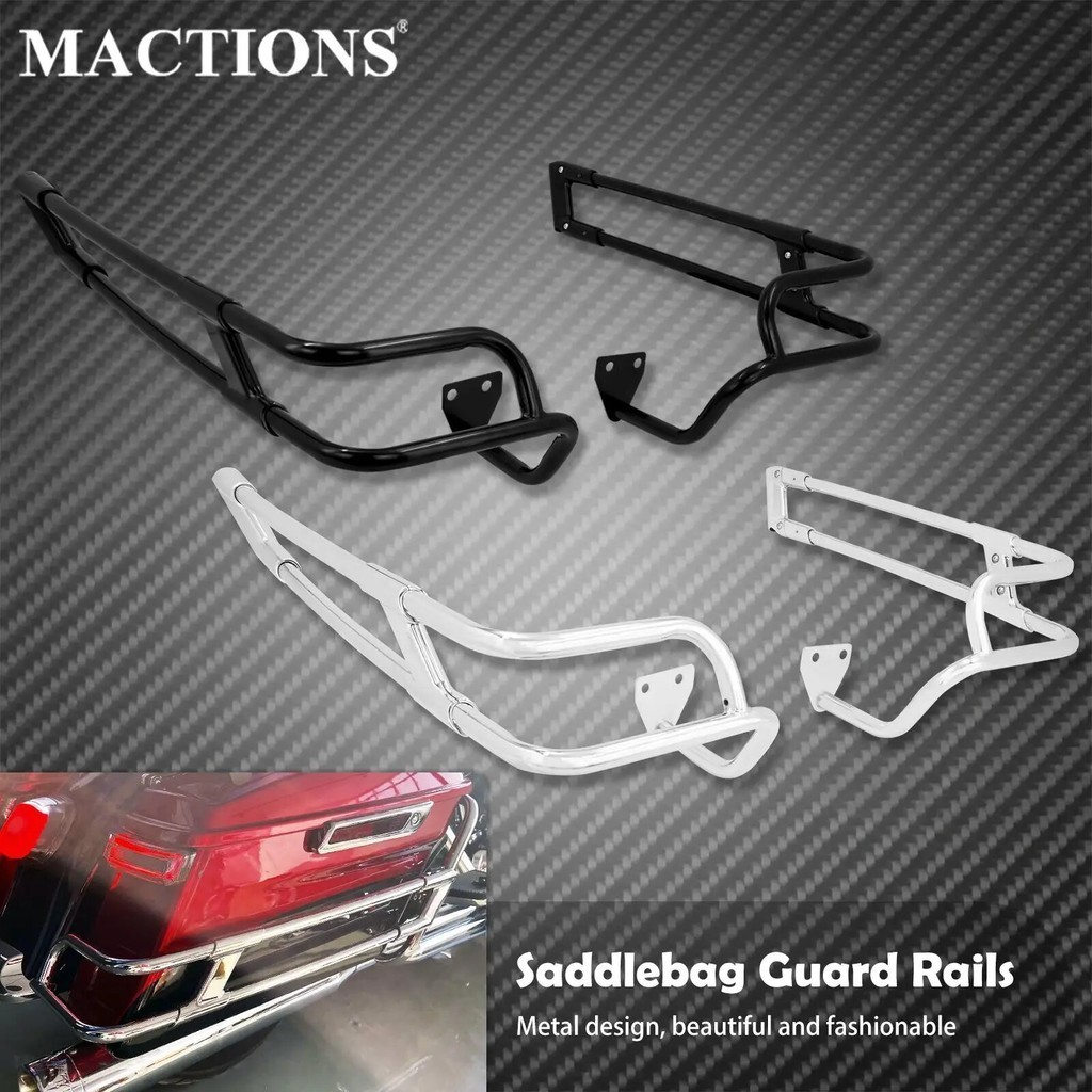 BAMotorcycle Rear Saddlebag Guard Rails Support Bracket Black/Chrome For Harley Touring Electra Glide Road Glide Road Ki