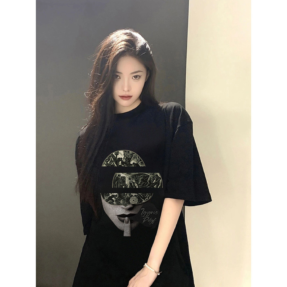 ฤดูร้อนใหม่อเมริกันฮาราจูกุวินเทจพิมพ์แขนสั้นเสื้อยืดผู้ชายหรือผู้หญิงขนาดใหญ่หลวมด้านบน