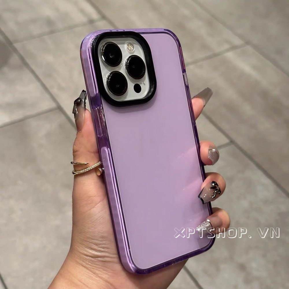 สีม่วงสีชมพูขอบสีเคสโทรศัพท์สําหรับiPhone 17 Pro Max 17 Air 16 Plus 15 14 13 12 11 Pro Maxครอบคลุมเต็มรูปแบบกันกระแทกป้องกันโปร่งใสสีFrosted Soft Cover