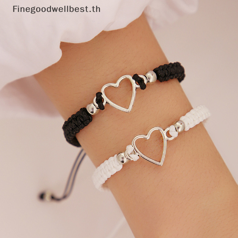Fbth สร้อยข้อมือ เชือกปรับได้ จี้รูปหัวใจ เครื่องประดับคู่รัก ของขวัญ สําหรับผู้หญิง และผู้ชาย