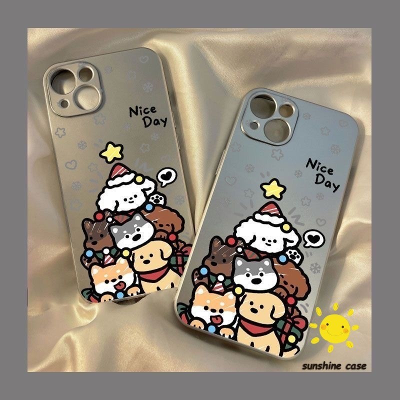【ส่งจากไทย】จัดส่งภายใน 3 วัน เคสไอโฟน11 เคส For iPhone 11 12 13 14 15 Pro Max 7 8 Plus SE Case ลูกสุนัขคริสต์มาส เคส