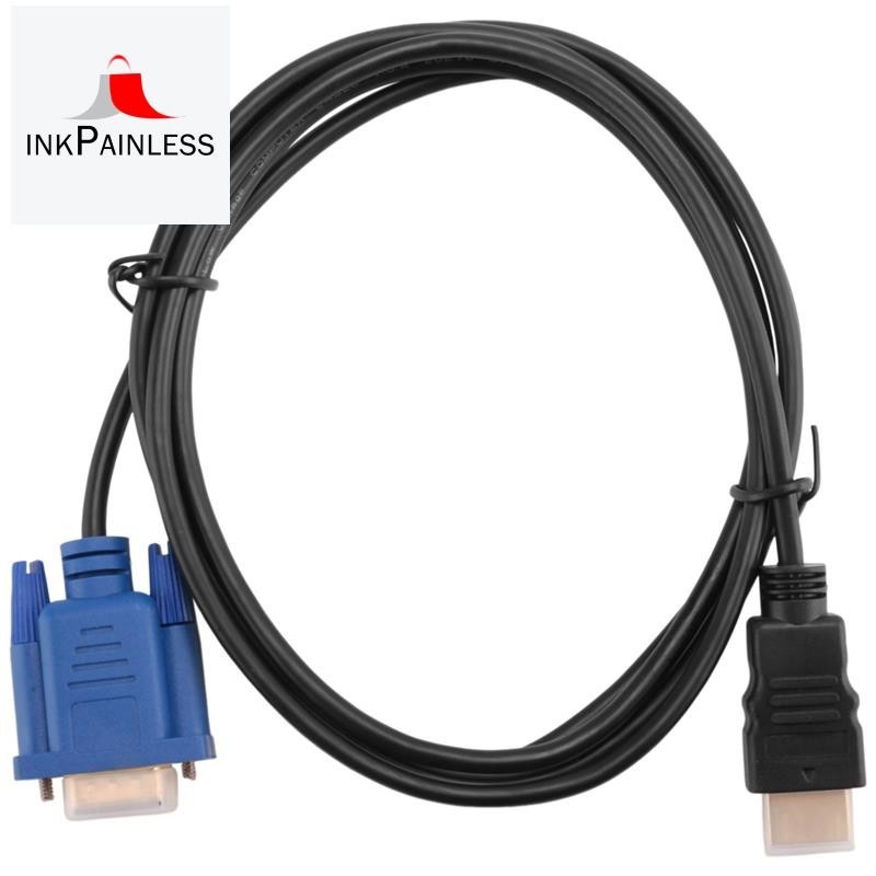 【inkpainless 】อะแดปเตอร์แปลงสายเคเบิ้ล 1.8 เมตร สีฟ้า HDTV HDMI เป็น VGA HD15 ตัวผู้ สําหรับ PC TV DF ใหม่