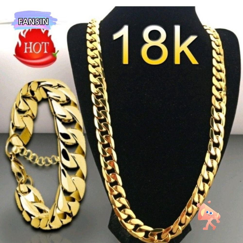 Fansin สร้อยคอ ชุบทอง 18K ชุบทอง 18K หลายขนาด เครื่องประดับแฟชั่น สําหรับเด็กผู้ชาย
