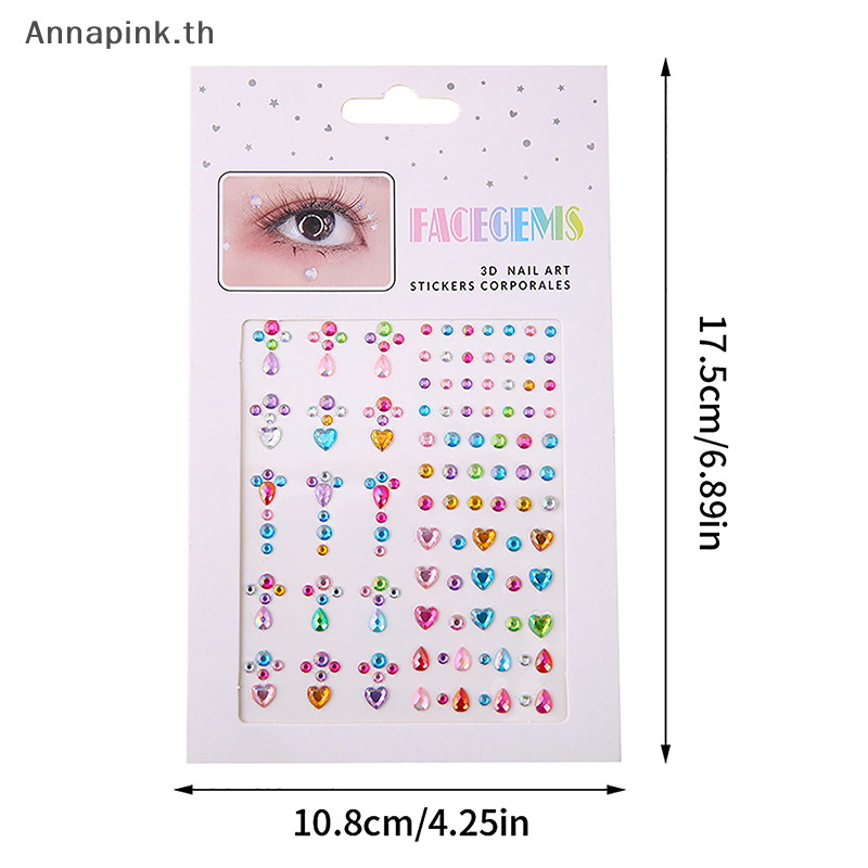 Annapink.th Face Gems Tattoo Eye Jewels Festival Body Crystal Make Up Sticker Pearls EN - รูปที่ 6