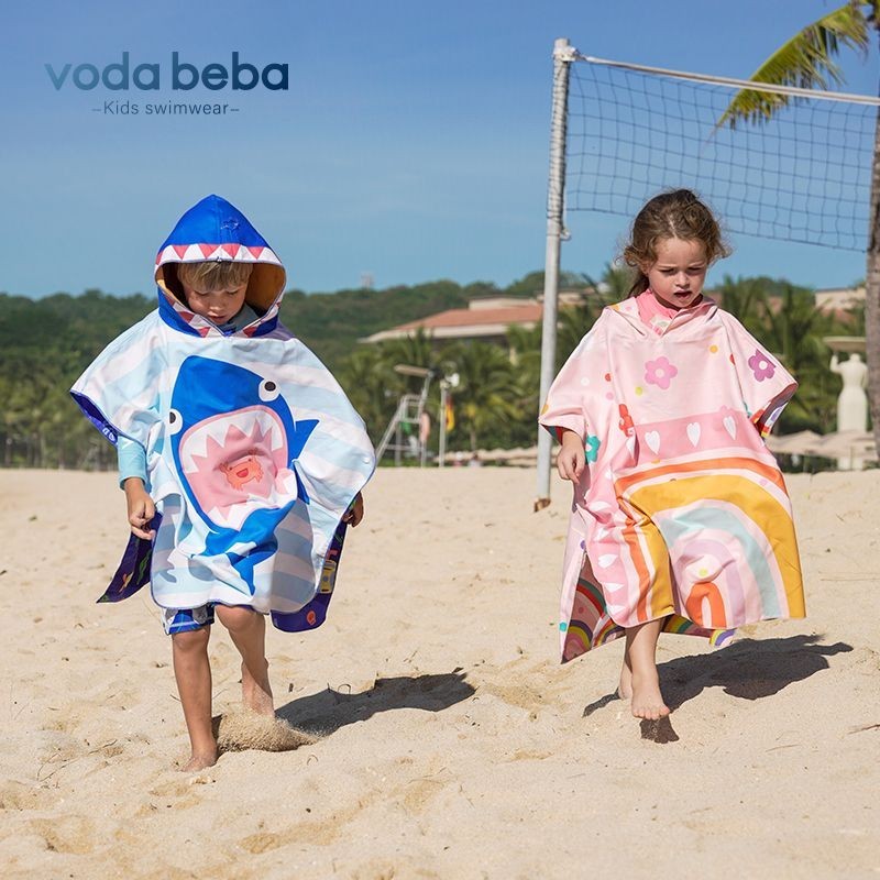 VODA BEBA กที่สุด ผ้าขนหนูคลุมอาบน้ำเด็ก เสื้อคลุมอาบน้ำ ลายการ์ตูน