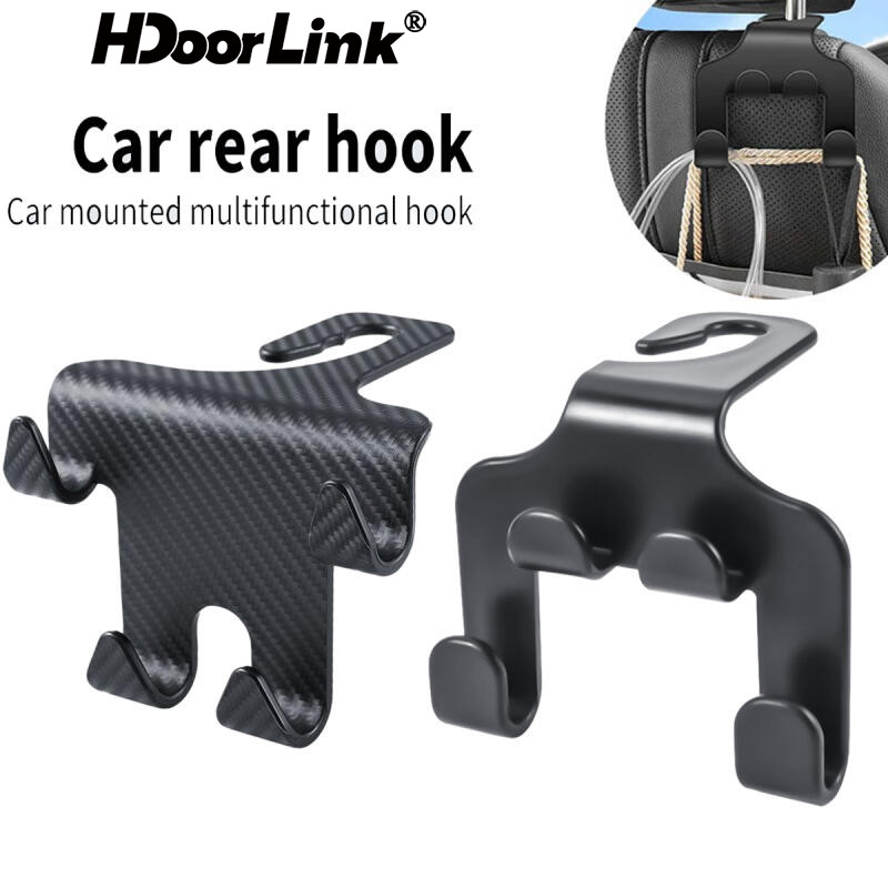 Hdoorlink ตะขอเกี่ยวพนักพิงศีรษะ คาร์บอนไฟเบอร์ ที่วางโทรศัพท์มือถือในรถยนต์ ที่วางของ สากล กระเป๋าถือ กระเป๋าเสื้อโค้ท อุปกรณ์ตกแต่งภายในรถยนต์