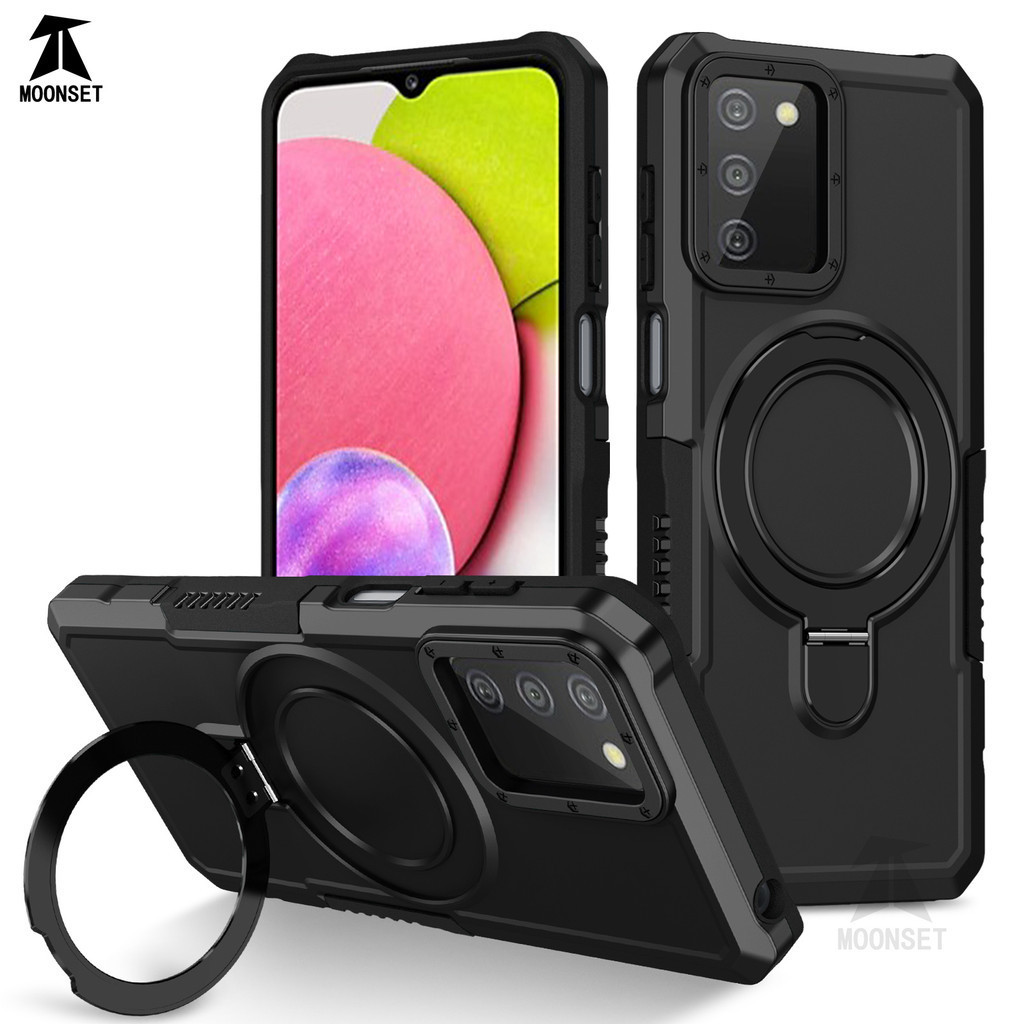 SAMSUNG สําหรับsamsung A03s / A02s / A04s / A21s / A20s / A10s / M10sกรณีพร้อมขาตั้งแหวนฮาร์ดพีซีกลับนุ่มTPU Edgeทหาร-เกรดDrop ProtectionกันกระแทกSlim Thin Cover