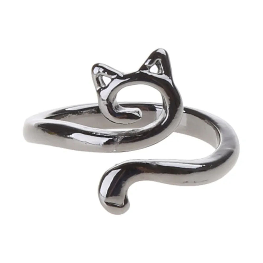 แหวนถักโครเชต์ รูปหูแมว ปรับระดับได้ สไตล์วินเทจ 1 ชิ้น - รูปที่ 6