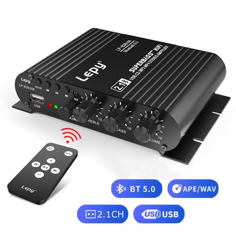 Lepy lp-838 เครื่องขยายเสียง บลูทูธ 5.0 2.1 3 ช่องทาง อัลตร้าเบส รองรับ usb เครื่องเล่นเพลง Lossless