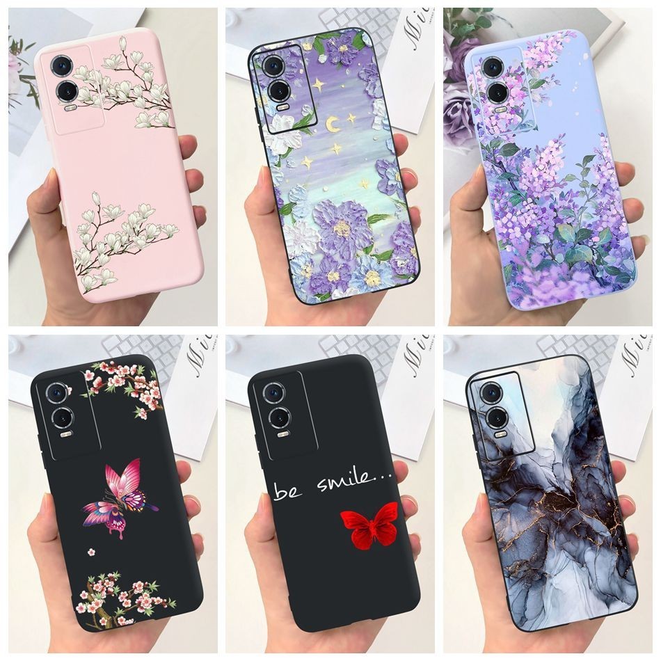 เคสโทรศัพท์ซิลิโคน TPU แบบนิ่ม ลายดอกไม้ สีแคนดี้ สําหรับ Vivo Y76s Y76 5G V2124 V2156A VivoY76 Y 76