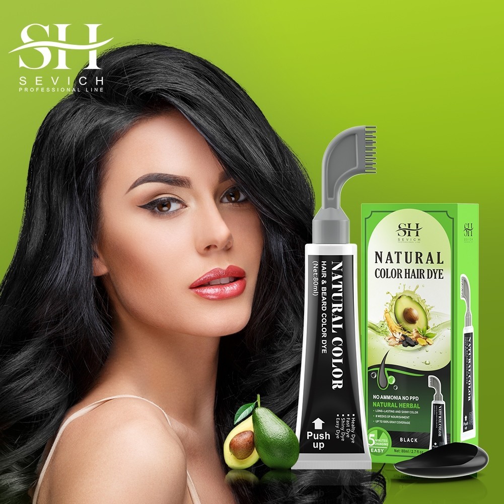 Sevich ครีมย้อมสีผม อะโวคาโด ธรรมชาติ แชมพู ผลไม้ สีดํา 5 นาที สีย้อมผม 80 มล. - รูปที่ 6