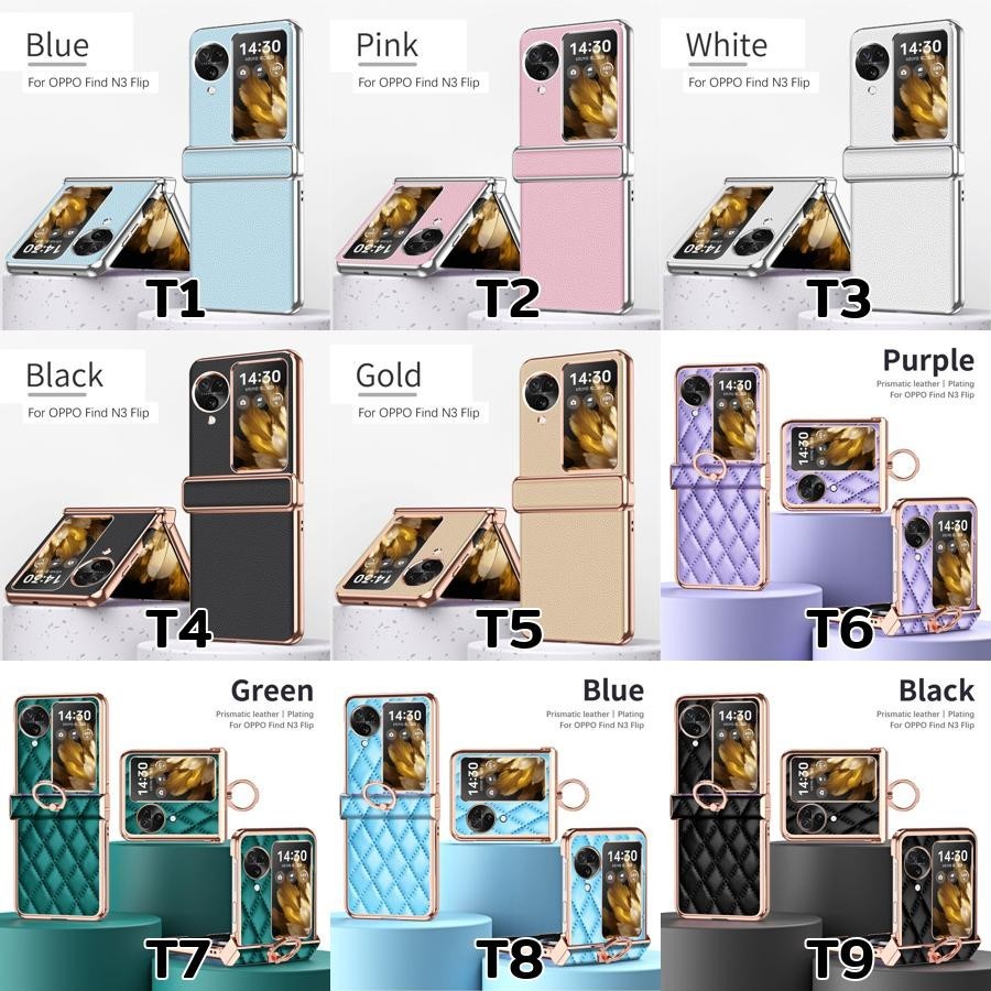 เคสโทรศัพท์มือถือหนัง PC ฝาพับ หรูหรา เรียบง่าย หลากสี สําหรับ OPPO Find N3 Flip N2 N3Flip N2Flip กรณีโทรศัพท์ลิ้นจี่ลายนิ้วมือ
