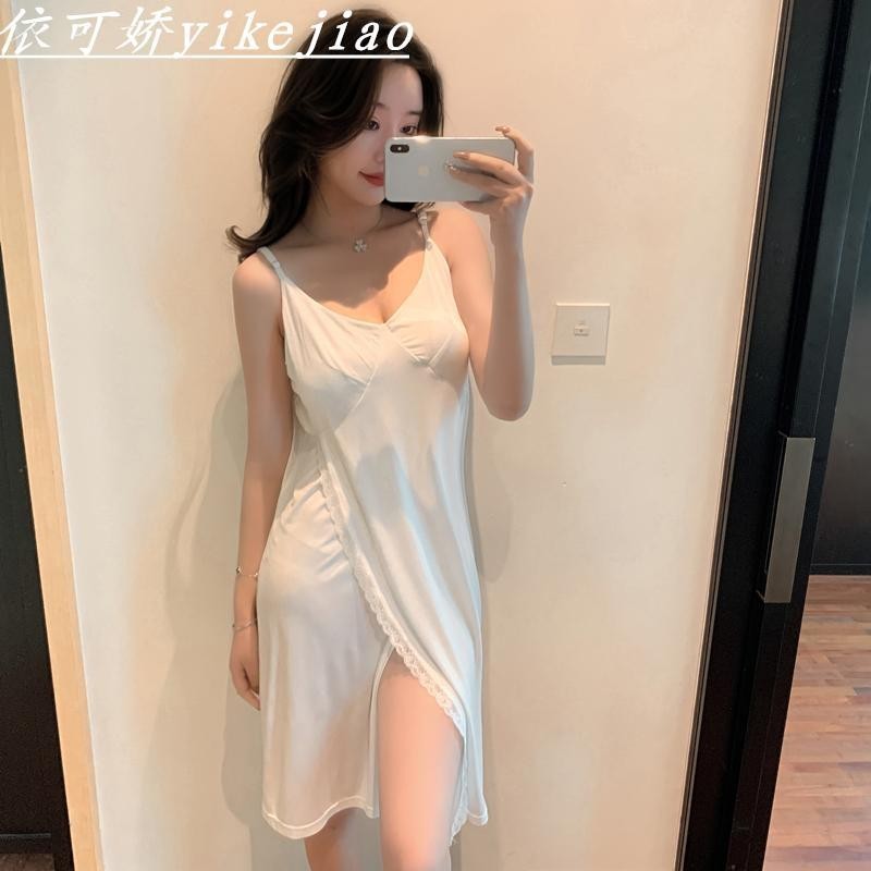 ลูกไม้ ชุดนอน ผู้หญิงฤดูร้อนสไตล์ใหม่หลวมบางสไตล์ สูง-จบ ความรู้สึกอารมณ์สลิงเซ็กซี่สบายชุดนอน