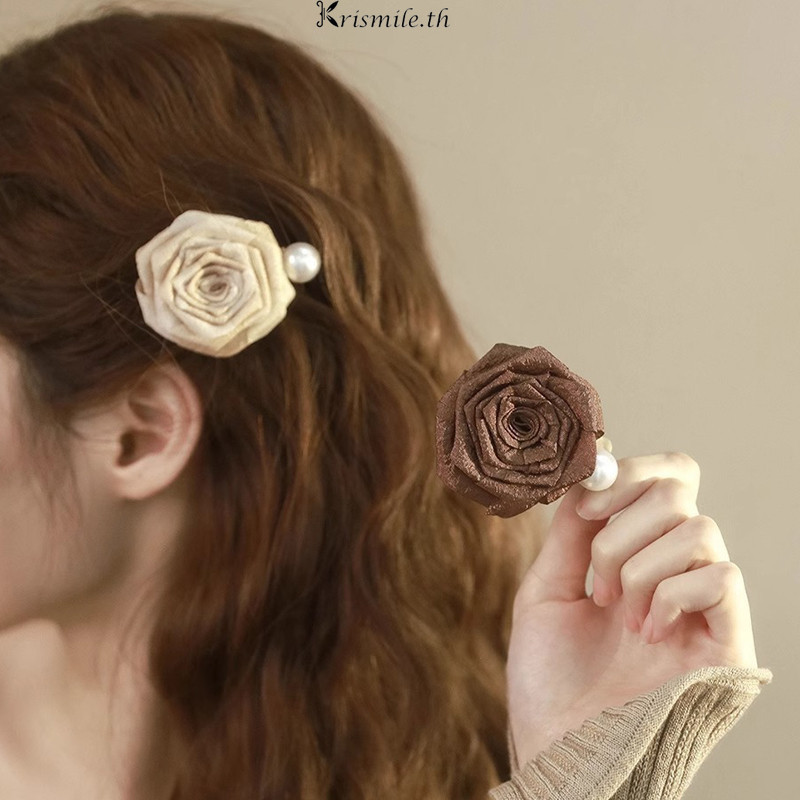 COD-ในไทย แห้ง Rose Pearl Hair Clip วิจิตรด้านข้าง Hair Clip ผม High End สำหรับสุภาพสตรี-Krism