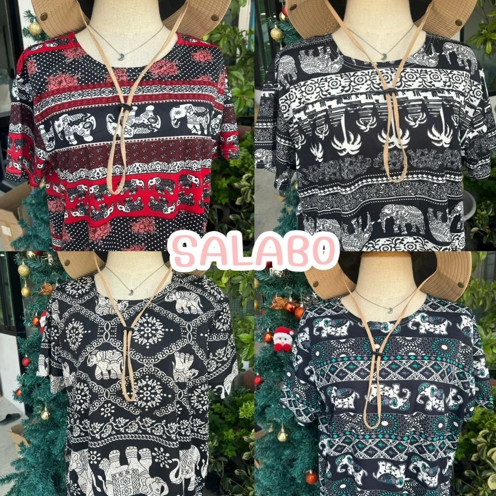 🥑Salabo🥑เสื้อคอกลมลายช้าง ผ้านิ่ม ใส่สบาย พร้อมส่ง #A51