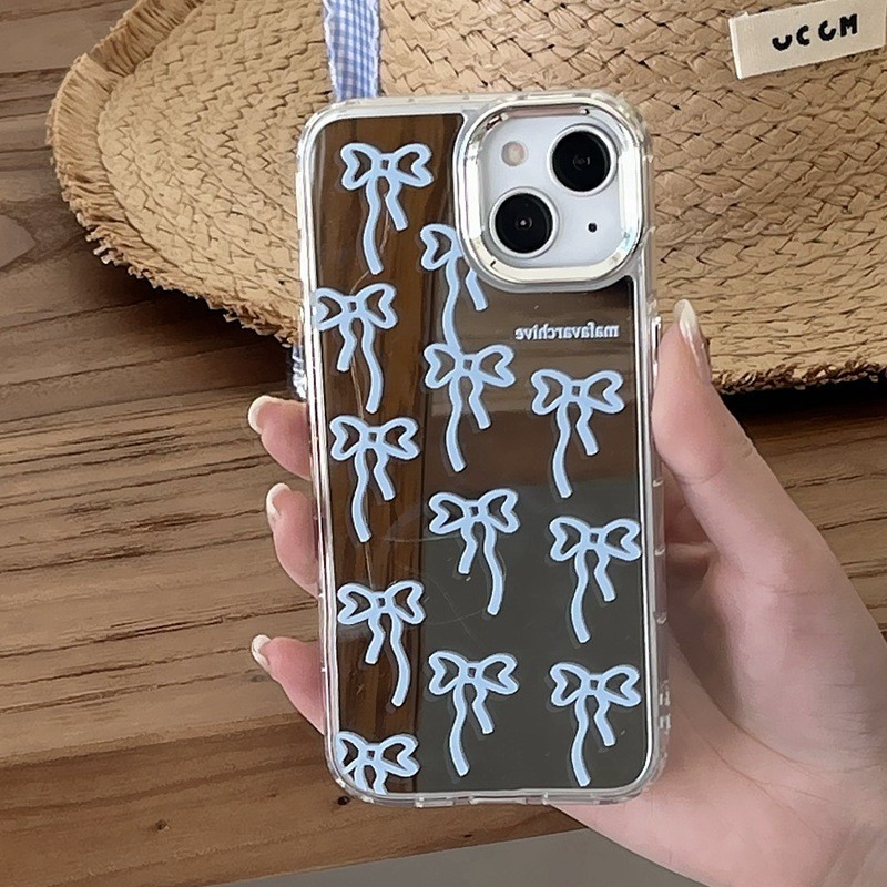 Huiwanju Bow Mirror เหมาะสําหรับ iphone 15 Promax เคสโทรศัพท์สาวหัวใจ fpr iphone 14 ใหม่ 1312