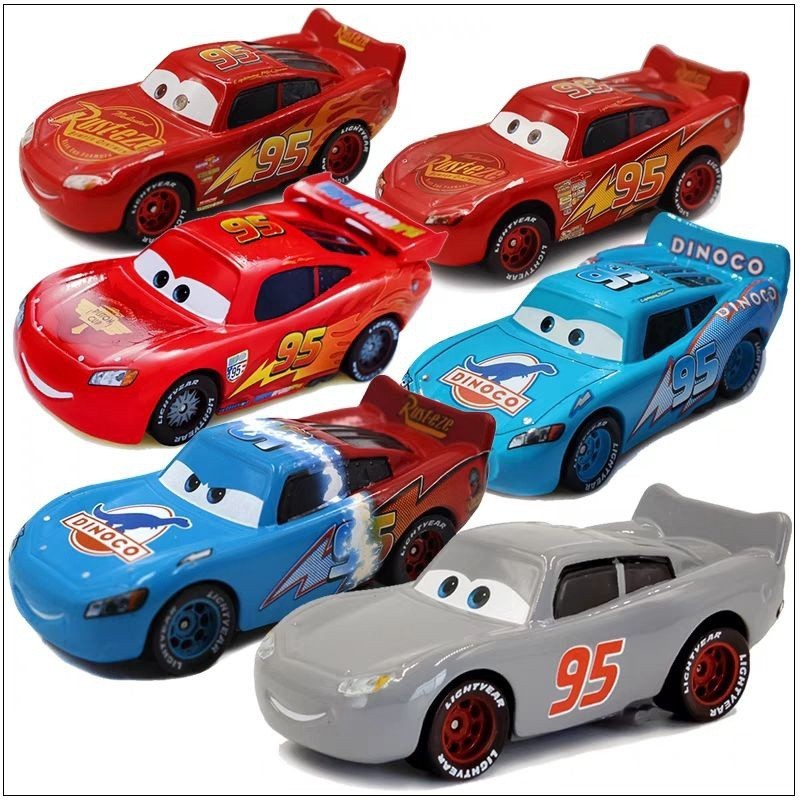โมเดลรถแข่ง Disney Pixar ไดโนเสาร์ Dream Mcqueen123 สองสี สีเทา ของเล่นสําหรับเด็ก
