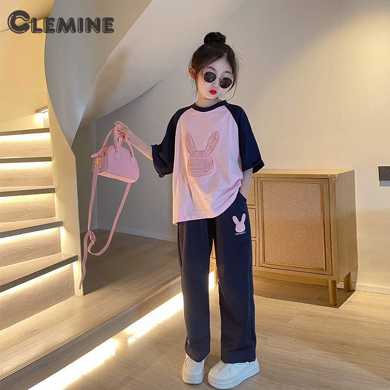 Clemineชุดเสื้อผ้าลําลอง แฟชั่นฤดูร้อน สําหรับเด็กผู้หญิง