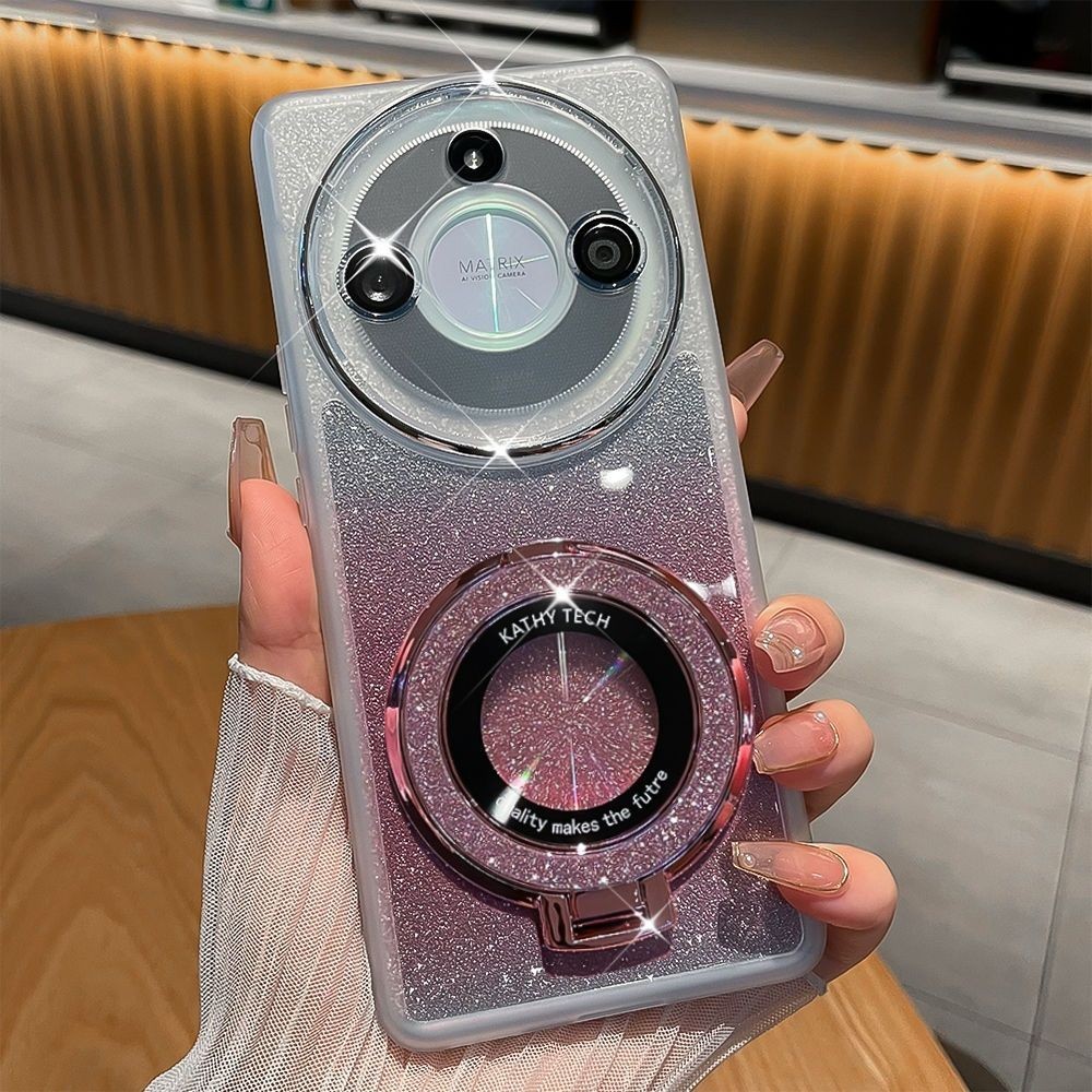 สําหรับ Vivo X200 FE V60 V50 Lite แฟชั่น Soft TPU Glitter แหวนแม่เหล็กขาตั้งป้องกันปกหลังสําหรับ Viv