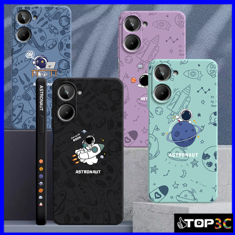 เคส Vivo Y03/Y18/Y100 5G/V27 5G/V27E/Y27S/Y36 5G/Y27 5G/Y17S/Y16/Y15S/Y01/Y02T/Y02S การ ์ ตูนนักบินอวกาศภาพประกอบซิลิโคนเคสโทรศัพท ์ TKA