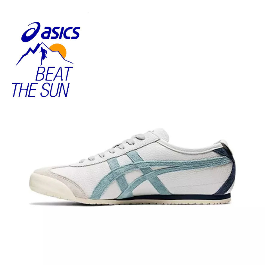 Asics Onitsuka Tiger (authority) MEXICO66 ใหม่ รองเท้าผ้าใบ ลําลอง สําหรับผู้ชาย ผู้หญิง เหมาะกับการวิ่ง 1182B039 สีขาว สีฟ้า