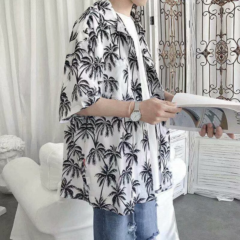 Maisida เสื้อแขนสั้นลายดอก สไตล์ฮาวาย ทรงหลวม thumbnail 8