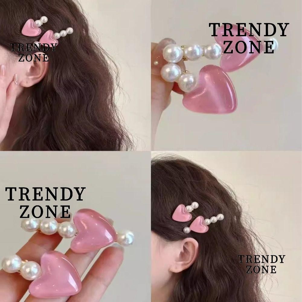 Trendyzone กิ๊บติดผม กิ๊บติดผม รูปหัวใจน่ารัก ประดับไข่มุก ขนาดเล็ก สไตล์เจ้าหญิง สําหรับเด็กผู้หญิง