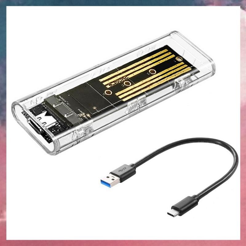 M2 SSD กรณี M.2 NVME SSD แบบพกพา USB3.1 Type-C SSD โปร่งใส Hard Disk Case 5Gbps สําหรับ PC