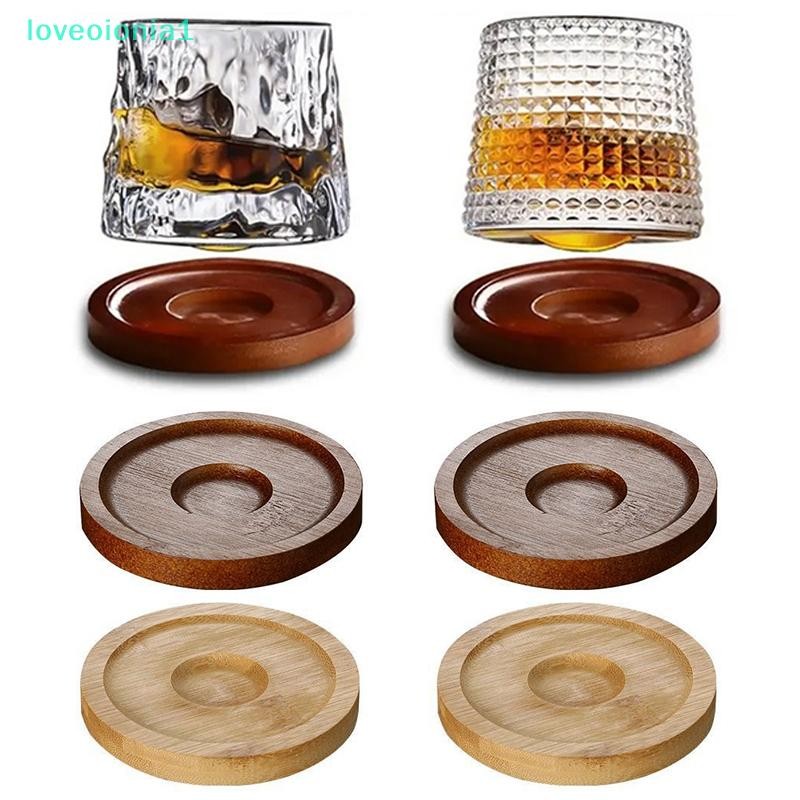 loveoionia1 2026 ใหม่แว่นตาหมุน Whisky แก้วฐานแก้ว 360 หมุนองศาคริสตัล Rum แก้วสําหรับค็อกเทลปาร์ตี้ดื่ม