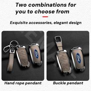 Ford ฝาครอบรถหนัง ปลอกรถ ฝาครอบโลหะผสมสังกะสี เคสป้องกันสมาร์ทคีย์ เคสกุญแจรถยนต์ พวงกุญแจรถยนต์ พวงกุญแจ อุปกรณ์เสริมรถยนต์ Ford Ranger Raptor Everest Fiesta Focus Mustang Escape Ecosport STI