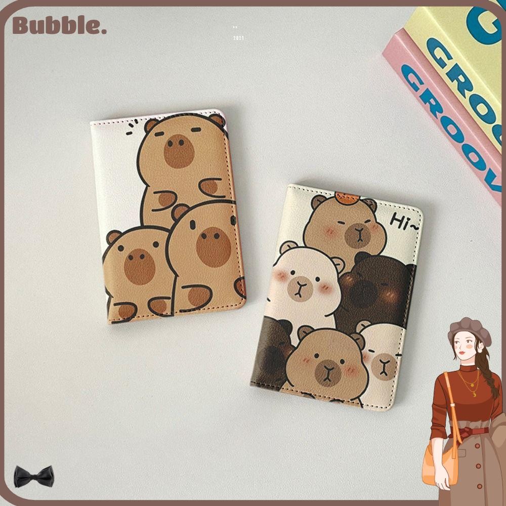 Bubble Passport Bag, Multi-function Ultra-thin Capybara Passport Holder, Portable Cartoon PU Leather Credit Card Wallet Travel Accessories