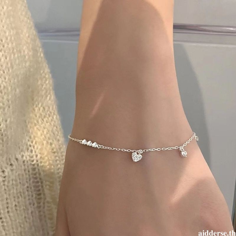 aidderse.thWomen Simple Design Sense Bracelet Couple Best Friend Bracelet Sparkling Diamond Heart Bracelet-