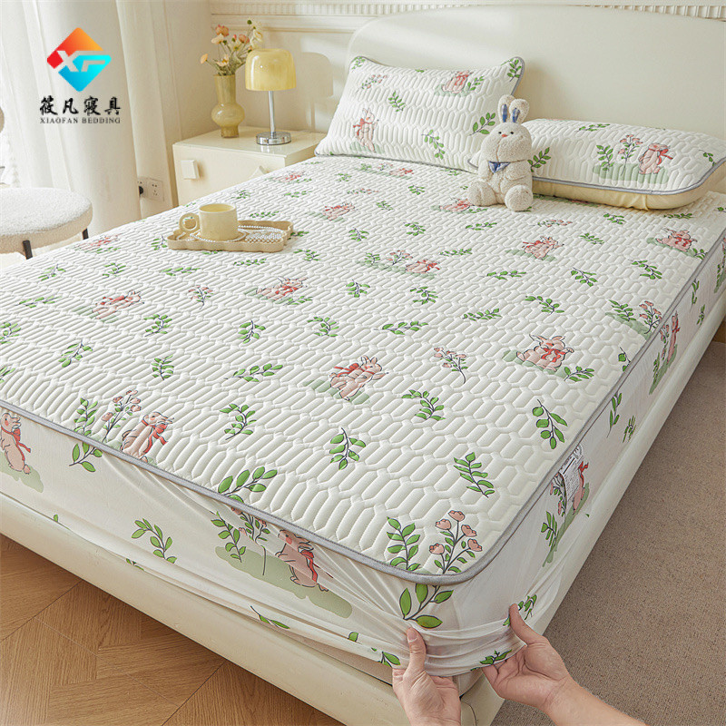 แผ่นยางยืดฤดูร้อนผ้าคลุมเตียงเย็น 360 องศาไม่เลื่อนกลับ 5 ฟุต 6 ฟุต