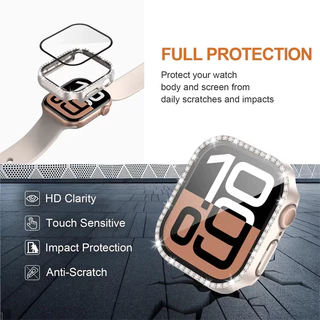 กรณีนาฬิกาเพชรกระจกนิรภัย for Apple Watch SE 3 2 Series 11 10 9 8 7 6 Iwatch 46 45 44 มม 42 41 40 38 มม