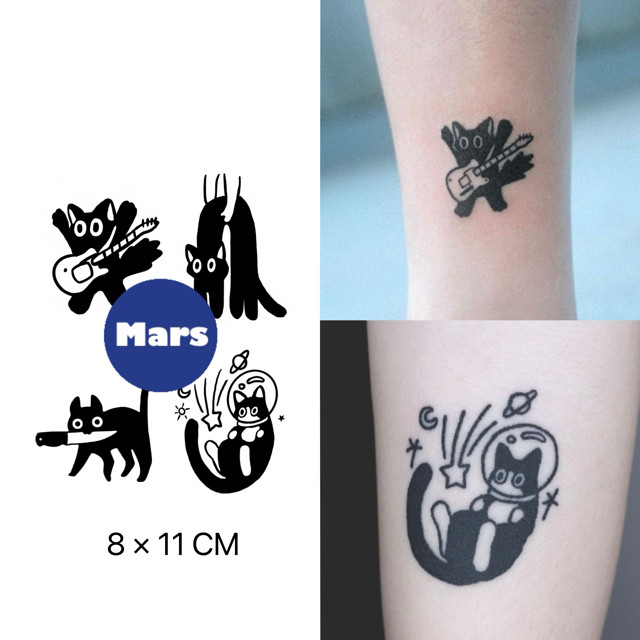 Mars TattooNEW Technology Magic ติดทนนาน 2 สัปดาห์ รอยสักกึ่งถาวร รอยสักชั่วคราว สติ๊กเกอร์รอยสัก รอยสักปลอม แมวน่ารัก X151