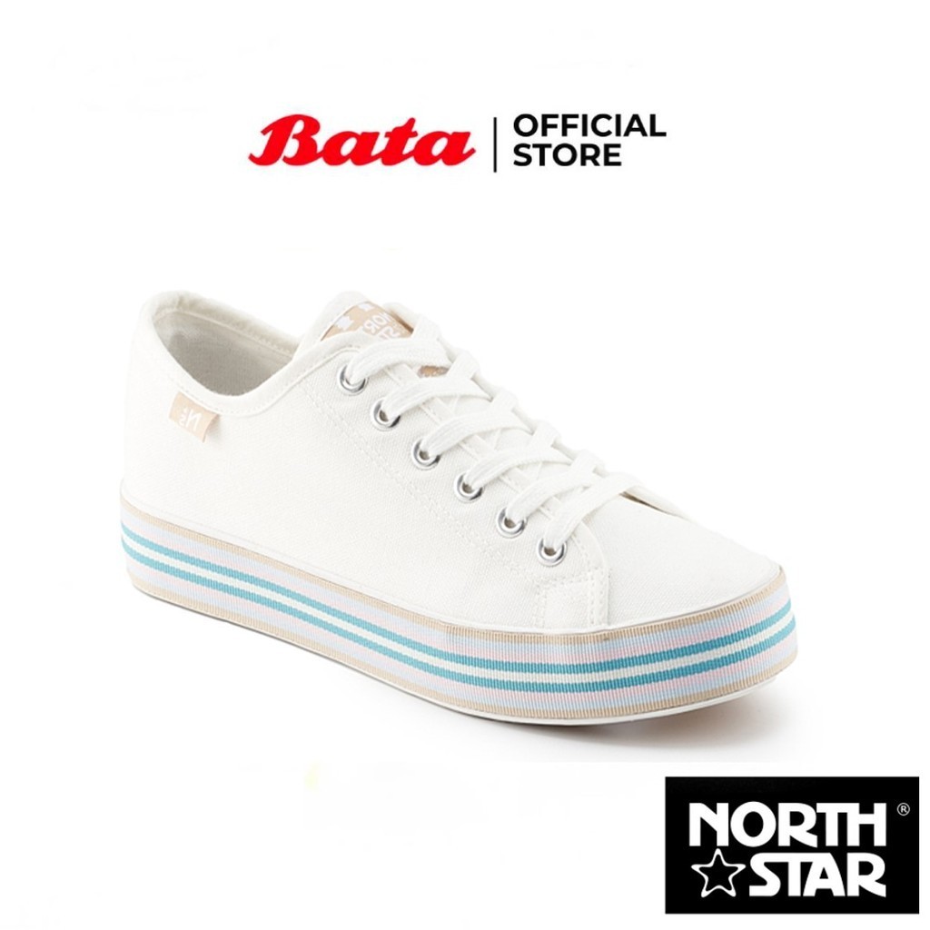Bata บาจา by North Star รองเท้าผ้าใบสนีคเกอร์ แบบผูกเชือก สำหรับผู้หญิง สีขาว 5201081 สีดำ 5206081