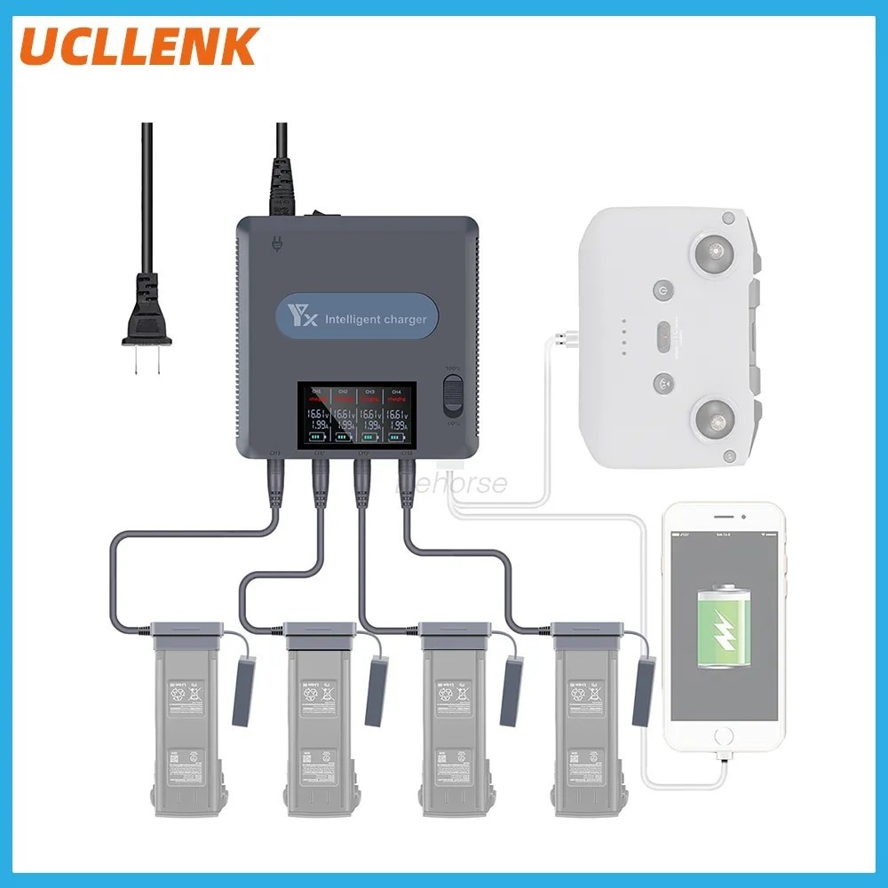 6 in1 Drone Battery Charger For Mavic 3 Digital Display Charging Hub Butler Battery Mobile Power for