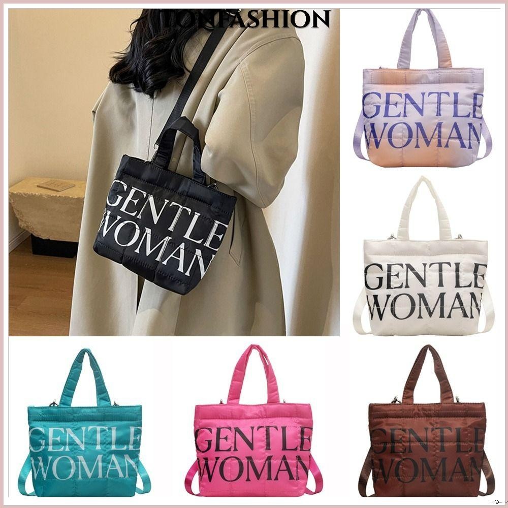 Tonfashion กระเป๋าสะพายไหล่ ผ้าฝ้าย ขนาดใหญ่ จุของได้เยอะ พิมพ์ลายตัวอักษร เหมาะกับของขวัญวันเกิด สําหรับผู้หญิง