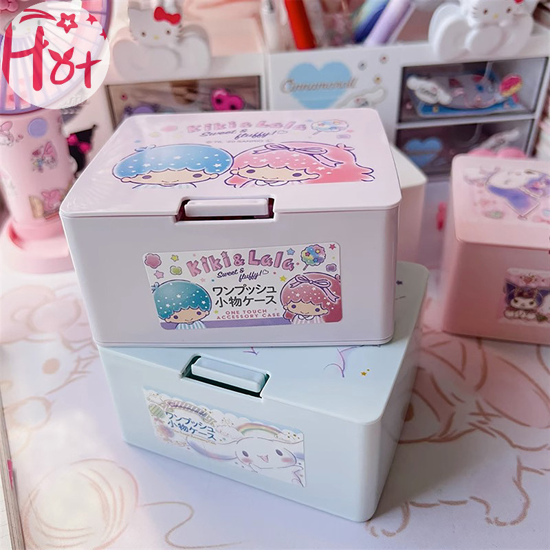 Ge กล่องเก็บเครื่องประดับ สร้อยคอ แหวน ทรงสี่เหลี่ยม ลาย Sanrio My Melody Cinnamoroll Kuromi Kitty แบบพกพา